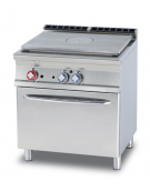 Cucina  tuttopiastra a gas, piastra cm 77x57, su forno a gas statico, camera cm 67x55x34h - dim. tot. cm 80x70,5x90h