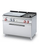 Cucina a gas 2 fuochi, 1 piastra cm 77x57, forno a gas statico, camera 107x55x34h - cm 120x70,5x90h