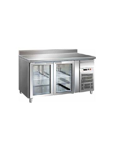 Tavolo refrigerato con alzatina 2 Porte a vetro cm. 136x70x85h