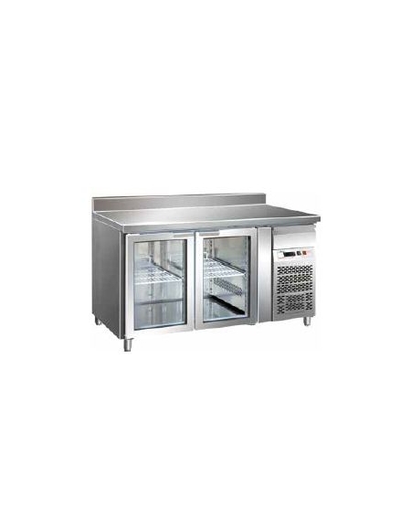 Tavolo refrigerato con alzatina 2 Porte a vetro cm. 136x70x85h