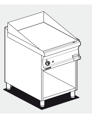 Fry top elettrico trifase-7,4kw su mobile a giorno piastra liscia cromata - dim. 60x70,5x90h