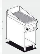 Fry top a gas su mobile a giorno7 kw, piastra singola rigata cromata - piastra cm 36x51  - dim. 40x70,5x90h