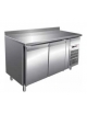 Tavolo refrigerato congelatore 2 porte con alzatina -18° -22°C in acciaio inox AISI 304 cm. 136x70x85h - CLASSE D