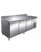 Tavolo refrigerato congelatore 3 porte con alzatina -18° -22°C in acciaio inox AISI 304  cm. 179,5x70x85h - CLASSE D