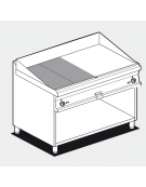 Fry top elettrico trifase-14,8kw su mobile a giorno piastra doppia 1/2 liscia, 1/2 rigata cm 116x51 - dim. 120x70,5x90h