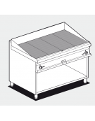 Fry top elettrico trifase-14,8kw su mobile a giorno piastra doppia rigata cm 116x51 - dim. 120x70,5x90h