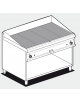 Fry top a gas su mobile a giorno 21kw, piastra doppia rigata - piastra cm 116x51  - dim. 120x70,5x90h