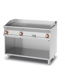 Fry top elett. trifase-16,65kw su mobile a giorno piastra 2/3liscia,1/3 rigata cromata 116x51, 3 zone di cott - cm 120x70,5x90h
