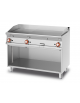 Fry top a gas su mobile a giorno 21kw, piastra 2/3 liscia, 1/3 rigata cm 116x51, 3 zone di cottura - dim. cm 120x70,5x90h