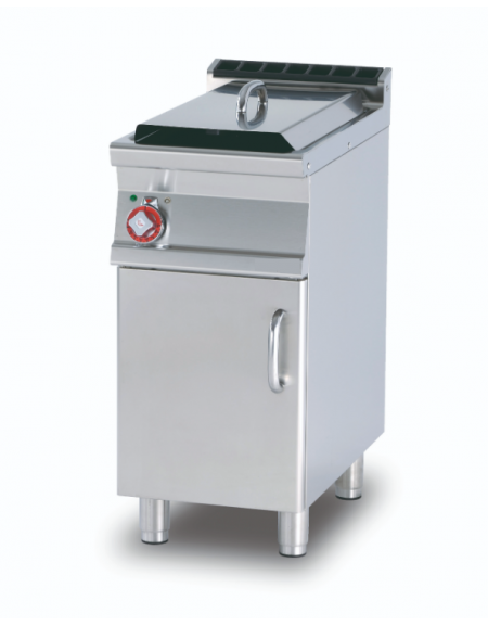 Friggitrice elettrica su mobile, trifase-15,9kw - 1 vasca cm 31x34x33h con filtro e coperchio -  18Lt. - cm 40x70,5x90h