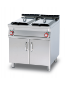 Friggitrice elettrica trifase-23,9kW su mobile - 2 vasche cm 24x35x38h con filtro e coperchio -  13+13Lt. - cm 80x70,5x90h