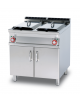 Friggitrice elettrica trifase 31,8kw su mobile - 2 vasche cm 31x34x33h con filtro e coperchio -  18+18Lt. - cm 80x70,5x90h