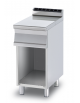 Piano di lavoro in acciaio inox CrNi 18/10 AISI 304 su mobile a giorno - cm 40x70,5x90h