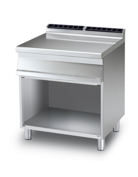 Piano di lavoro in acciaio inox CrNi 18/10 AISI 304 su vano aperto - cm 60x70,5x90h