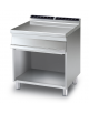 Piano di lavoro in acciaio inox CrNi 18/10 AISI 304 su mobile a giorno - cm 80x70,5x90h