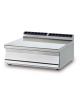 Piano di lavoro da banco in acciaio inox CrNi 18/10 AISI 304 con alzatina posteriore, senza cassetto - cm 60x70,5x28h