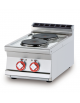 Piano di cottura da banco in acciaio inox CrNi 18/10 AISI 304 trifase-5,2kw, 2 piastre tonde - cm 40x70,5x28h