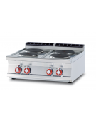 Piano di cottura da banco in acciaio inox CrNi 18/10 AISI 304 trifase-10,4kw, 4 piastre tonde - cm 80x70,5x28h