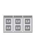 Piano di cottura da banco in acciaio inox CrNi 18/10 AISI 304 trifase-15,6kw, 6 piastre quadre - cm 120x70,5x28h