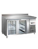 Tavolo refrigerato con alzatina 2 Porte a vetro cm. 136x70x85h