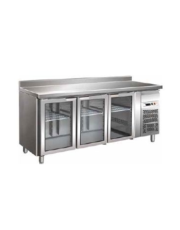 Tavolo refrigerato con alzatina 3 Porte a vetro cm. 176,5x70x85h