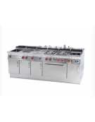 Fry top elettrico trifase-5,55kw da banco, piastra rigata cm 36x51, r. temp. 50 a 300 °C - dim. 40x70,5x28h