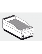 Fry top a gas da banco, 7kw, piastra rigata,  superficie di cottura cm 36x51 - cm 40x70,5x28h