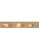 Macchina per gnocchi in acciaio inox, con gruppo taglio e sfarinatore