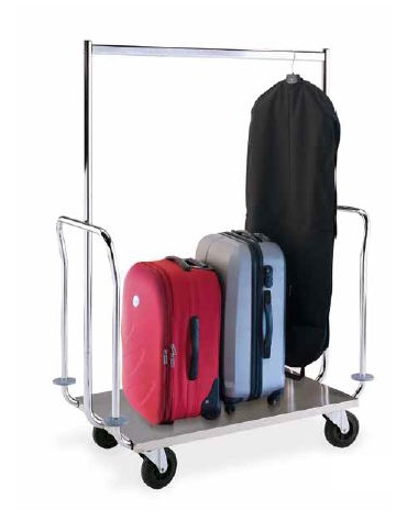 carrello portabiti - portabagagli - in tubo di Acciaio cromato cm 115x58x156h