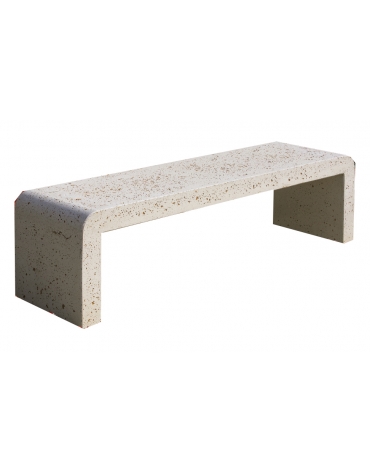 PANCHINA IN CEMENTO CON FIANCHI CURVI PER ARREDO URBANO - COLORE BIANCO TRAVERTINO - CM 200X50X50H - CONFORME AI CAM