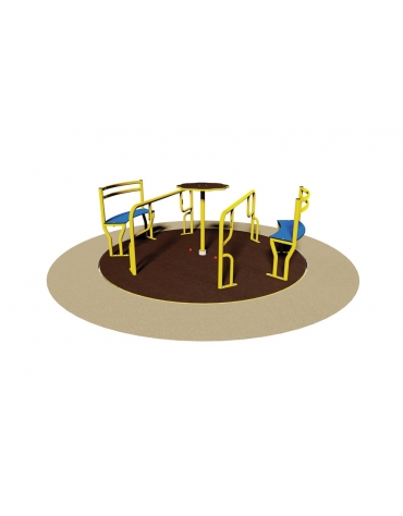 Giostra inclusiva per bambini con n°2 divanetti - struttura in acciaio zincato - dimensioni cm Ø 240x83h