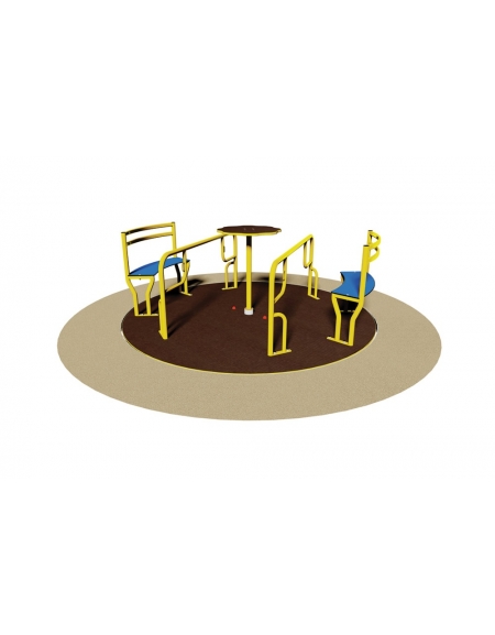 Giostra inclusiva per bambini con n°2 divanetti - struttura in acciaio zincato - dimensioni cm Ø 240x83h