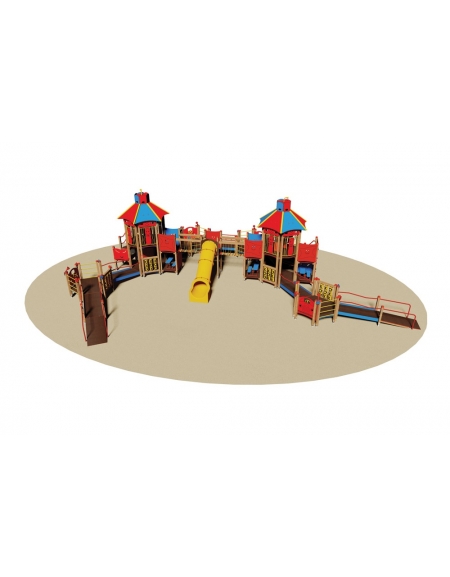 Villaggio inclusivo realizzato in legno - da interrare o filo pavimento  - cm 1170x1685x455h