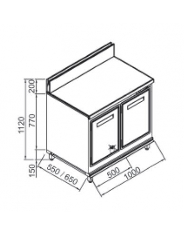 Retrobanco refrigerato 2 sportelli motore remoto da cm. 100x65x112h - Refrigerazione statica