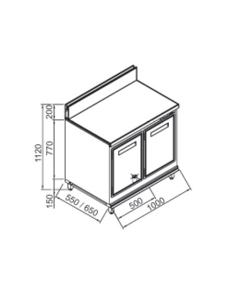 Retrobanco refrigerato 2 sportelli motore remoto da cm. 100x65x112h - Refrigerazione statica