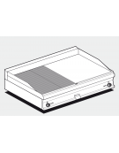 Fry top elettrico trifase-14,8kw da banco, piastra cromata 1/2 liscia, 1/2 rigata cm 116x51, da 50 a 300 °C - dim. 120x70,5x28h