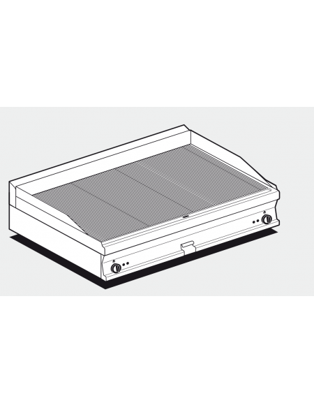 Fry top elettrico trifase-14,8kw da banco, piastra doppia rigata cromata cm 116x51, r. temp. 50 a 300 °C - dim. 120x70,5x28h