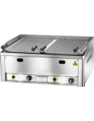 Griglia a pietra lavica da banco a gas doppia con 2 zone di cottura - Dimensioni esterne cm 66x54x22h