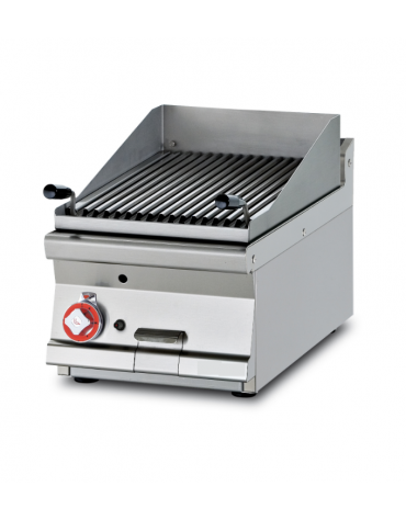 Griglia gas a pietra lavica da banco, con griglia inox dim. cm 38x52 - dim tot. cm 40x70,5x28h