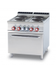 Cucina elettrica trifase-19,32kw, 4 piastre tonde su forno elettrico ventilato, camera cm 55x36x34h - cm 80x90x90h