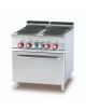 Cucina elettrica trifase-21,32kw, 4 piastre quadre su forno elettrico ventilato, camera cm 55x36x34h - cm 80x90x90h