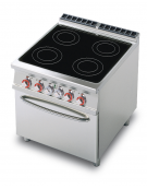 Cucina elettrica trifase-20,3kw, 4 piastre in vetroceramica su forno elettrico statico, camera cm 67x73x34h - cm 80x 90x 90h