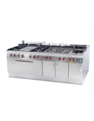 Cucina elettrica trifase-20,3kw, 4 piastre in vetroceramica su forno elettrico statico, camera cm 67x73x34h - cm 80x 90x 90h