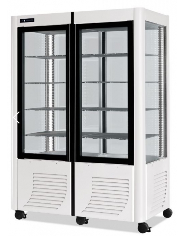 Vetrina verticale gelateria doppia porta Litri 800-ILLUMINAZIONEA LED-COLORE ORO - cm 127x70x187h