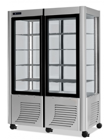 Vetrina verticale gelateria doppia porta Litri 800-ILLUMINAZIONEA LED-COLORE ARGENTO - cm 127x70x187h