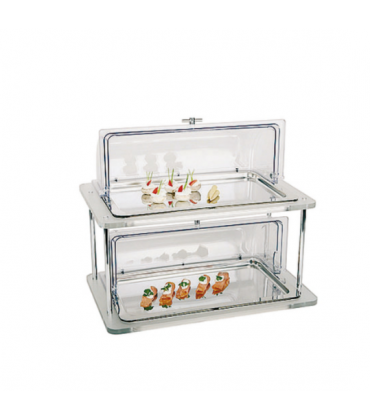 Vetrina in acciaio inox e acrilico per buffet