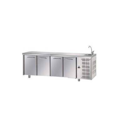 Tavoli refrigerati con lavello a 4 sportelli